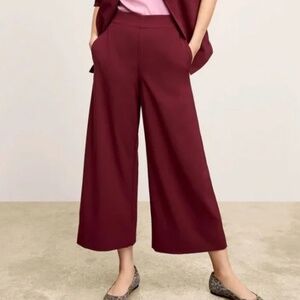 MM Lafleur Burgundy Wide Leg Pants